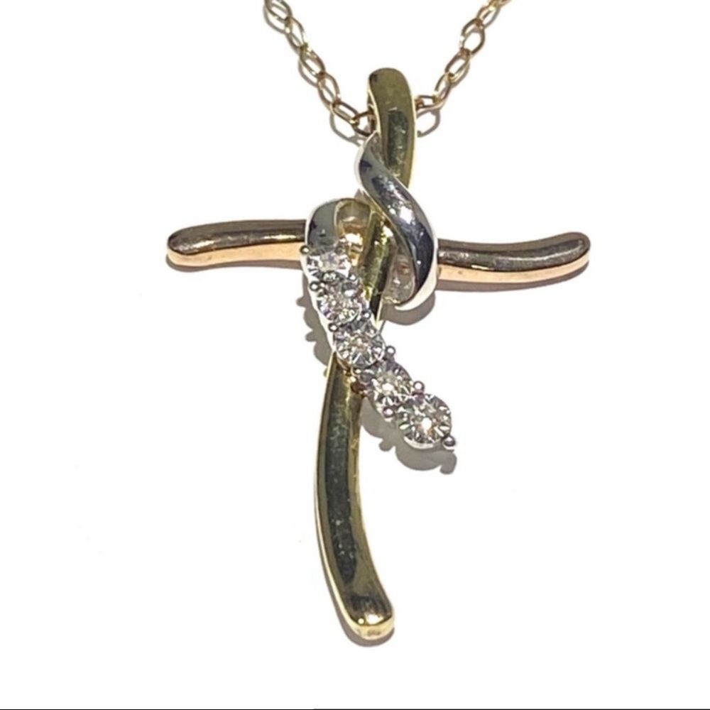 925 Sterling Silver Gold Tone Jesus Christian Faith Hope Love Necklace Chain